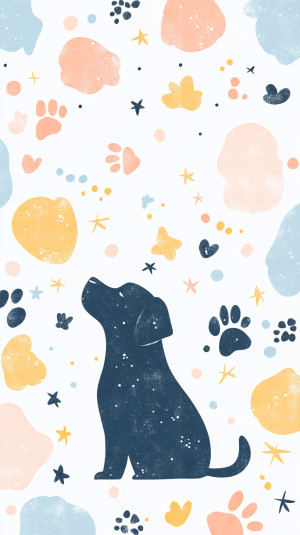 Hearts and stars. dreamy dog w...