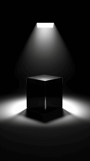 Illuminated cube in the vast d...