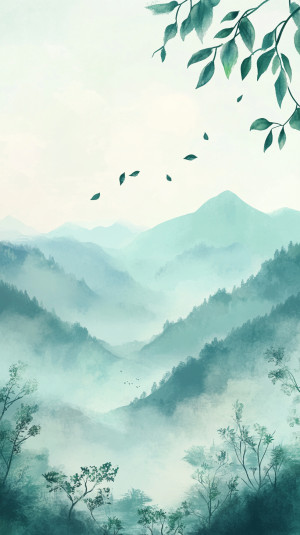 Mountain landscape, mist, fall...