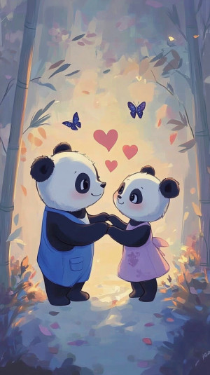 Panda Couple! Sweet Love Story