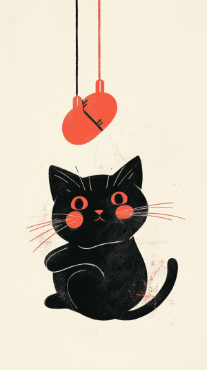 Risograph style, confused cat...