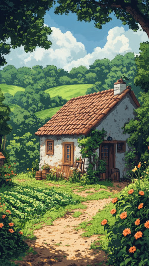 Small house in the village wit...