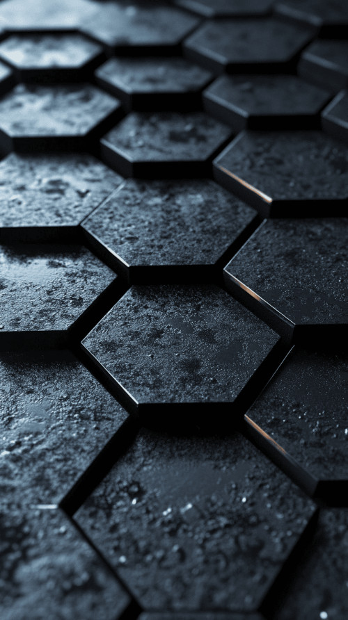 Dark 3D black hexagon pattern, stacked