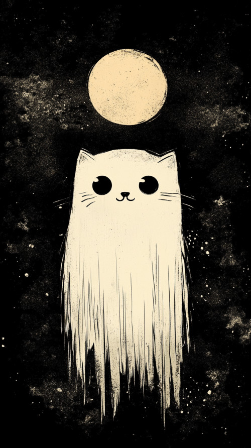 Ghost of the yellow cat under the full moon