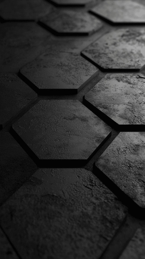 The 3D black hexagon pattern is evenly arranged bricks